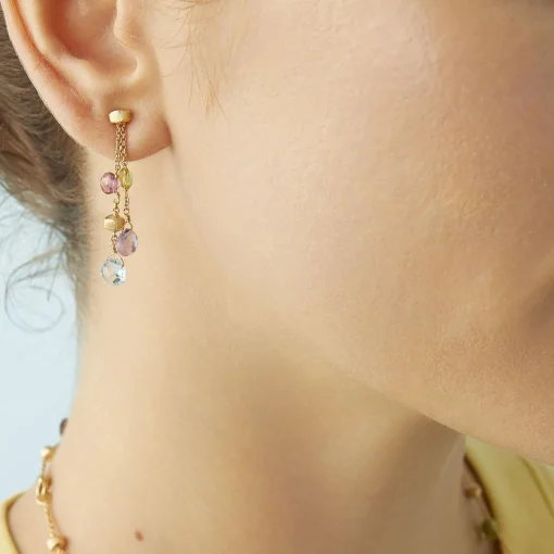 Marco Bicego Paradise 18ct Yellow Gold Gemstone Drop Earrings