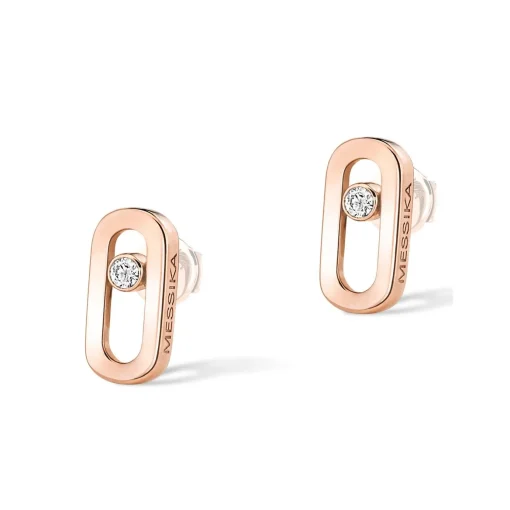 Messika Move Uno 18ct Pink Gold Diamond Stud Earrings