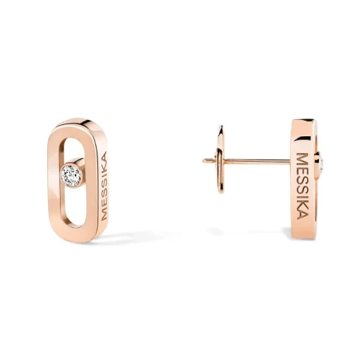 Messika Move Uno 18ct Pink Gold Diamond Stud Earrings