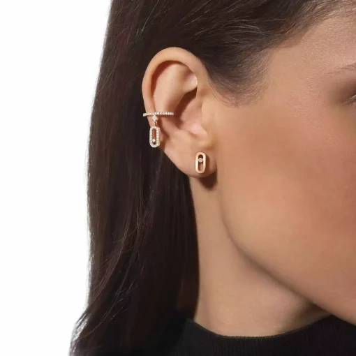 Messika Move Uno 18ct Pink Gold Diamond Stud Earrings