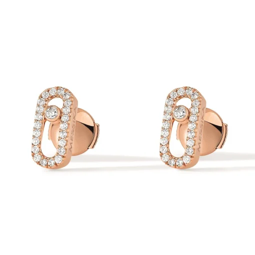 Messika Move Uno Puces 18ct Pink Gold Diamond Stud Earrings