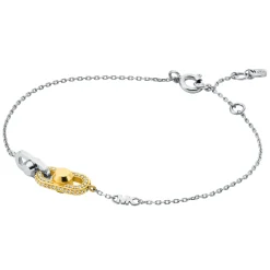 Michael Kors Astor Link Silver and Yellow Gold Plated Cubic Zirconia Bracelet