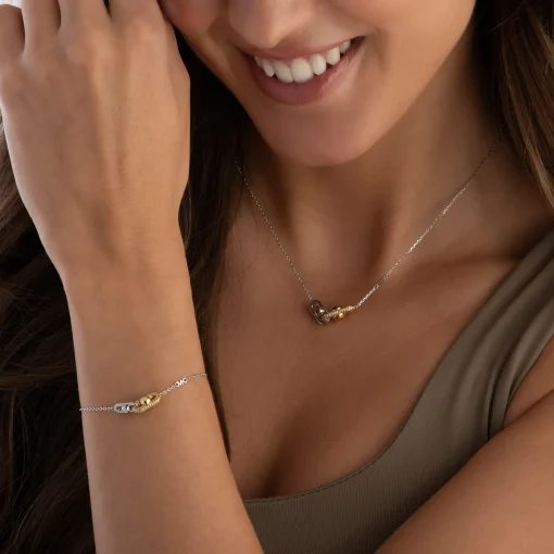 Michael Kors Astor Link Silver and Yellow Gold Plated Cubic Zirconia Bracelet