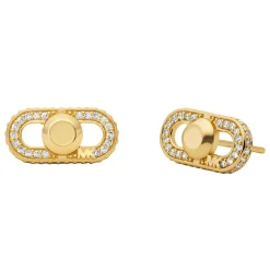 Michael Kors Astor Link Yellow Gold Plated Cubic Zirconia Stud Earrings