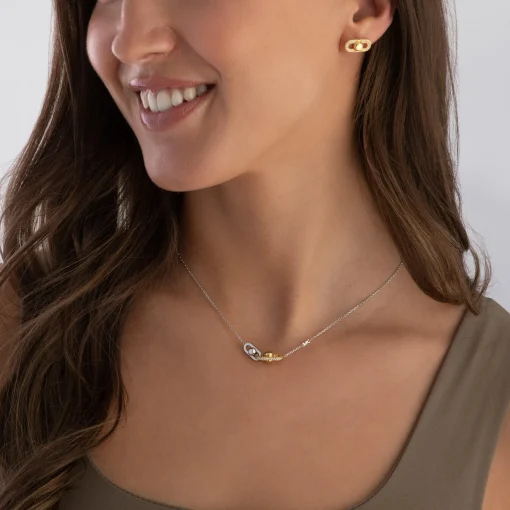 Michael Kors Astor Link Yellow Gold Plated Cubic Zirconia Stud Earrings