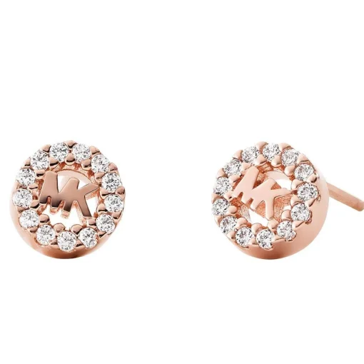 Michael Kors Custom Kors Logo 14ct Rose Gold Plated Silver Cubic Zirconia Stud Earrings