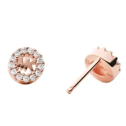 Michael Kors Custom Kors Logo 14ct Rose Gold Plated Silver Cubic Zirconia Stud Earrings