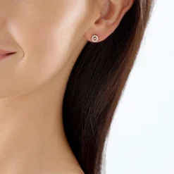 Michael Kors Custom Kors Logo 14ct Rose Gold Plated Silver Cubic Zirconia Stud Earrings