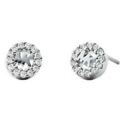 Michael Kors Custom Kors Logo Silver Cubic Zirconia Stud Earrings