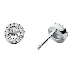 Michael Kors Custom Kors Logo Silver Cubic Zirconia Stud Earrings