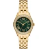 Michael Kors 33mm Yellow Gold Tone Green Crystal Ladies Watch
