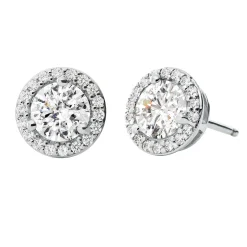 Michael Kors Premium Silver Cubic Zirconia Halo Stud Earrings