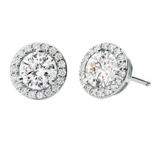 Michael Kors Premium Silver Cubic Zirconia Halo Stud Earrings