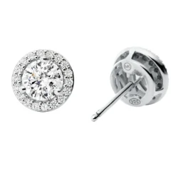 Michael Kors Premium Silver Cubic Zirconia Halo Stud Earrings