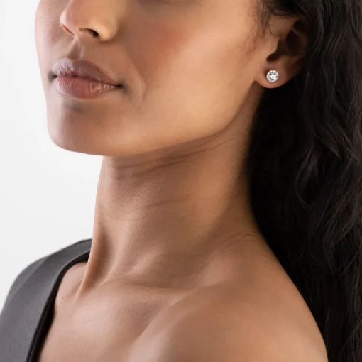 Michael Kors Premium Silver Cubic Zirconia Halo Stud Earrings