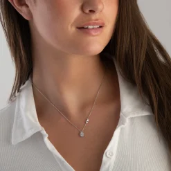 Michael Kors Premium Silver Pear Shaped Cubic Zirconia Halo Necklace