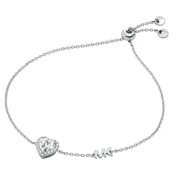 Michael Kors Premium Silver Heart Shaped Cubic Zirconia Halo Bracelet