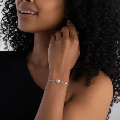 Michael Kors Premium Silver Heart Shaped Cubic Zirconia Halo Bracelet
