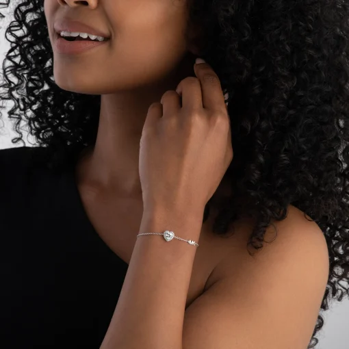 Michael Kors Premium Silver Heart Shaped Cubic Zirconia Halo Bracelet
