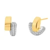 Michael Kors Silver and Yellow Gold Plated Cubic Zirconia Hoop Earrings