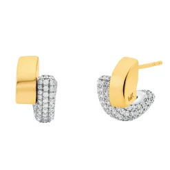 Michael Kors Silver and Yellow Gold Plated Cubic Zirconia Hoop Earrings