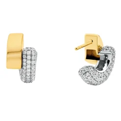 Michael Kors Silver and Yellow Gold Plated Cubic Zirconia Hoop Earrings