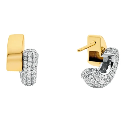 Michael Kors Silver and Yellow Gold Plated Cubic Zirconia Hoop Earrings