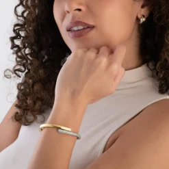 Michael Kors Silver and Yellow Gold Plated Cubic Zirconia Hoop Earrings