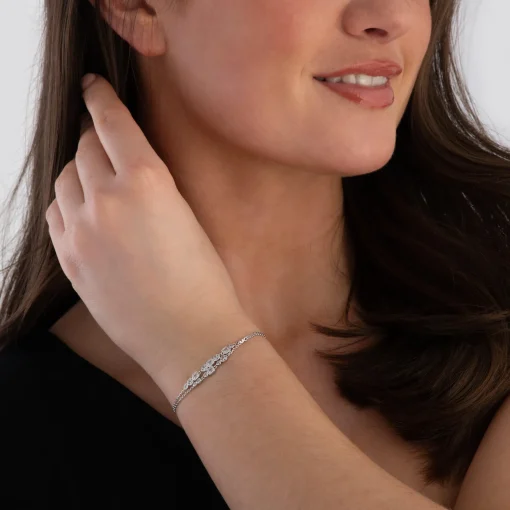 Michael Kors Silver Cubic Zirconia Ladies Slider Bracelet