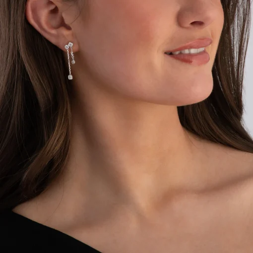 Michael Kors Silver Cubic Zirconia Ladies Drop Earrings