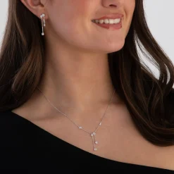 Michael Kors Silver Cubic Zirconia Ladies Drop Earrings