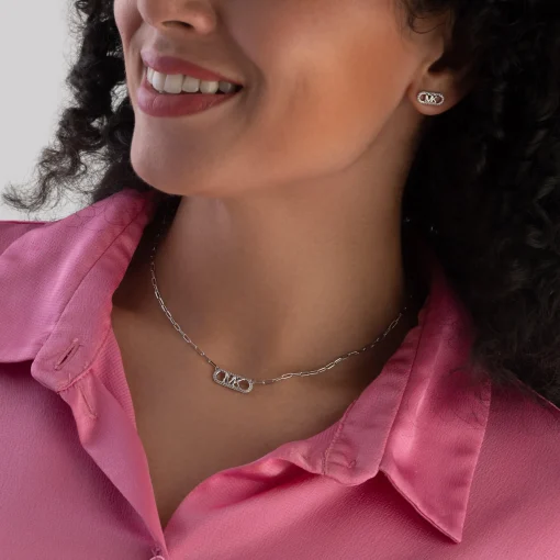 Michael Kors Silver Cubic Zirconia Necklace