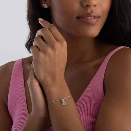 Michael Kors Silver Pave Heart Stud Earrings
