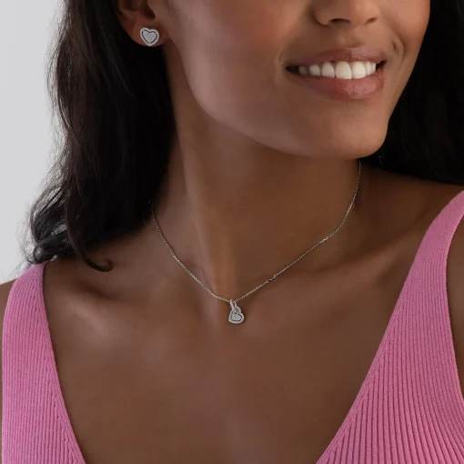 Michael Kors Silver Pave Heart Pendant