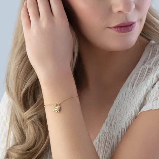 Michael Kors Yellow Gold Plated Cubic Zirconia Padlock Bracelet