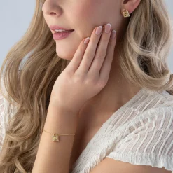 Michael Kors Yellow Gold Plated Cubic Zirconia Padlock Bracelet