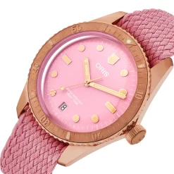 Oris Divers Sixty-Five 'Cotton Candy' Bronze 38mm Pink Perlon Strap Automatic Watch