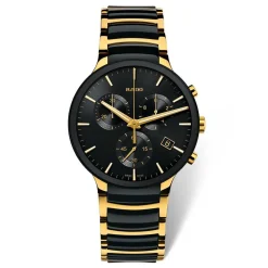 Rado Centrix 40mm High-Tech Ceramic and Yellow Gold PVD Chronograph Men's Watch