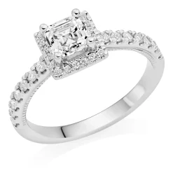Royal Asscher Mary Platinum Diamond Royal Asscher Cut Halo Ring