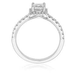 Royal Asscher Mary Platinum Diamond Royal Asscher Cut Halo Ring