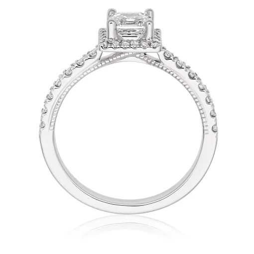 Royal Asscher Mary Platinum Diamond Royal Asscher Cut Halo Ring
