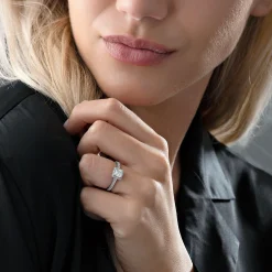 Royal Asscher Mary Platinum Diamond Royal Asscher Cut Halo Ring
