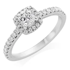 Royal Asscher Natalia Platinum Diamond Royal Asscher Cushion Cut Halo Ring