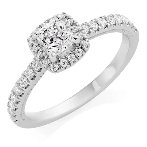 Royal Asscher Natalia Platinum Diamond Royal Asscher Cushion Cut Halo Ring