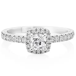 Royal Asscher Natalia Platinum Diamond Royal Asscher Cushion Cut Halo Ring