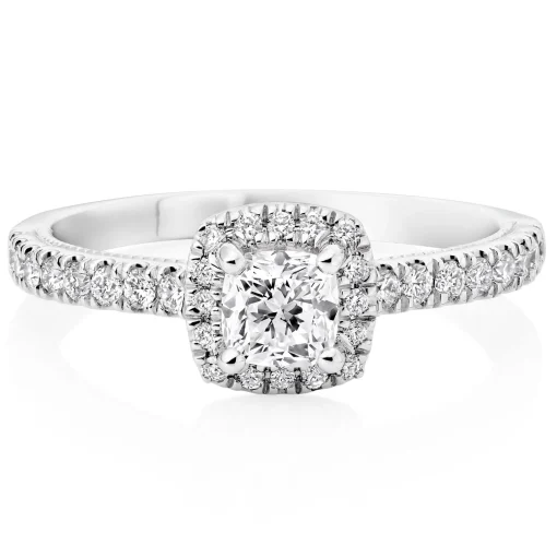Royal Asscher Natalia Platinum Diamond Royal Asscher Cushion Cut Halo Ring