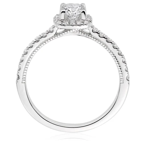 Royal Asscher Natalia Platinum Diamond Royal Asscher Cushion Cut Halo Ring