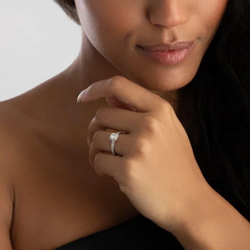 Royal Asscher Natalia Platinum Diamond Royal Asscher Cushion Cut Halo Ring