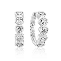 Sif Jakobs Amorino Silver Cubic Zirconia Heart Hoop Earrings