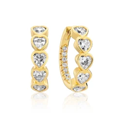 Sif Jakobs Amorino Yellow Gold Plated Cubic Zirconia Heart Hoop Earrings